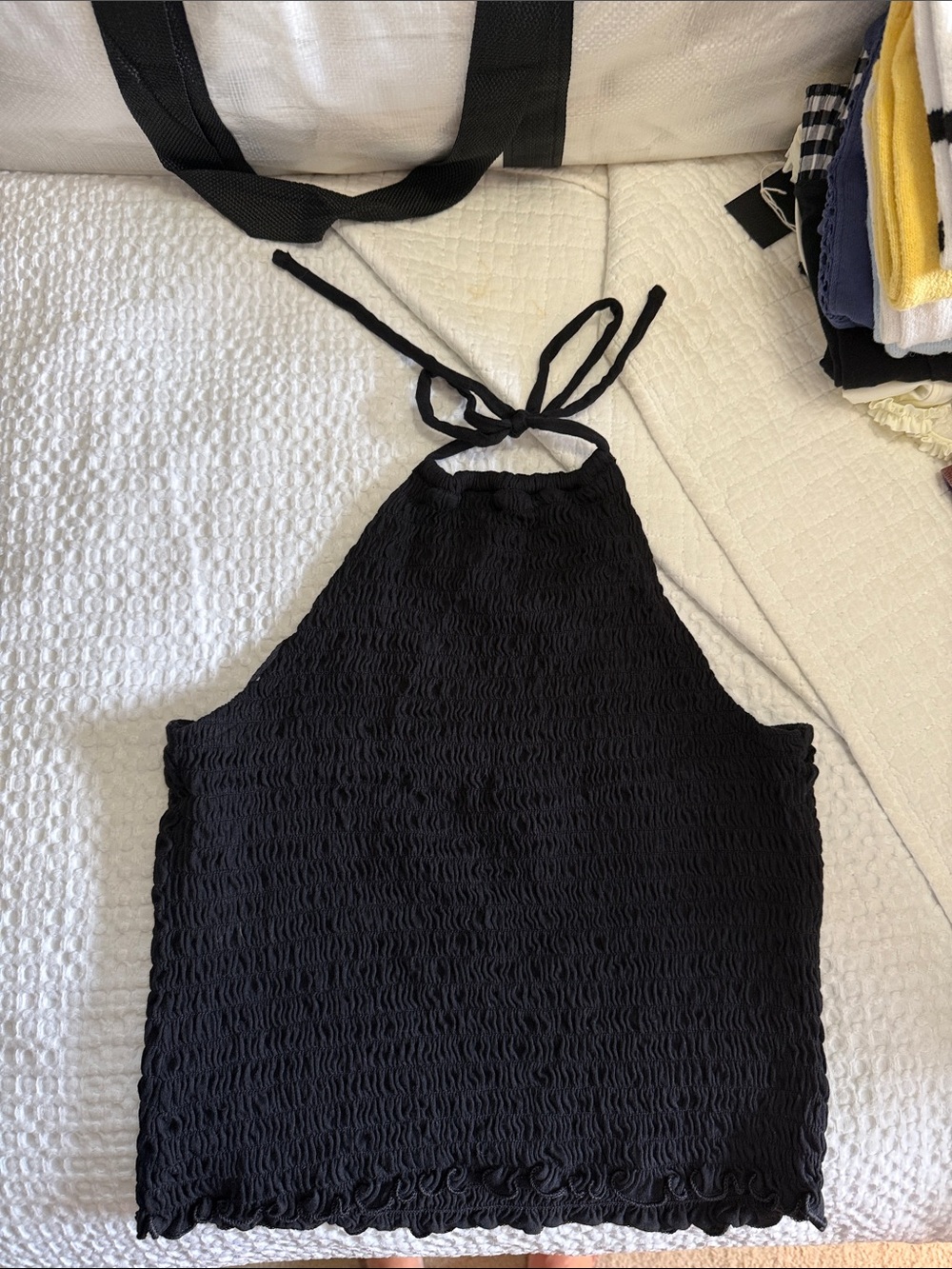 Old Navy Black Smocked Halter Tank